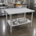 Thumbnail image #2 for John Boos Stallion 72 Inch x 30 Inch Stainless Steel Top Work Table with 1-1/2 Inch Rear Up-Turn and Undershelf