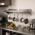Thumbnail image #2 for BK Resources Premium Wall-Mount Stainless Steel Pot Rack Shelf, 72 Inch W x 16 Inch D, with 6 Hooks