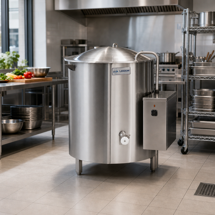 Product image #2 for Legion LEC-40 40-Gallon Insulated Electric Self-Contained Stationary Steam Kettle, 2/3 Jacketed