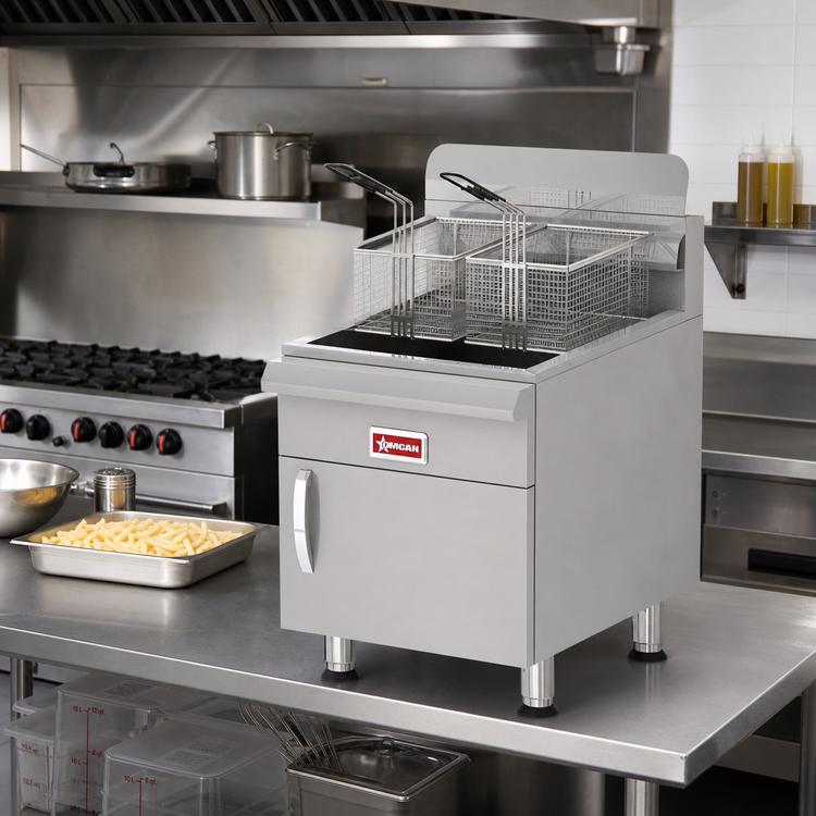 Product image #2 for Countertop Natural Gas Fryer, 30 lb Capacity, Stainless Steel, 2-Basket
