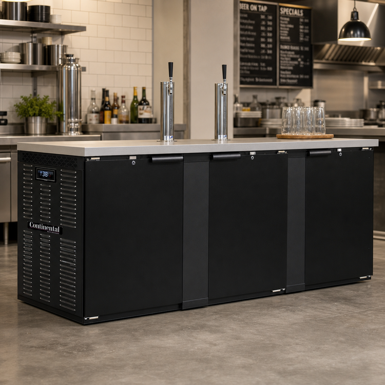 Product image #2 for Continental Refrigerator KC90N 90" 3-Door Front Breathing Keg Cooler with 2 Draft Towers