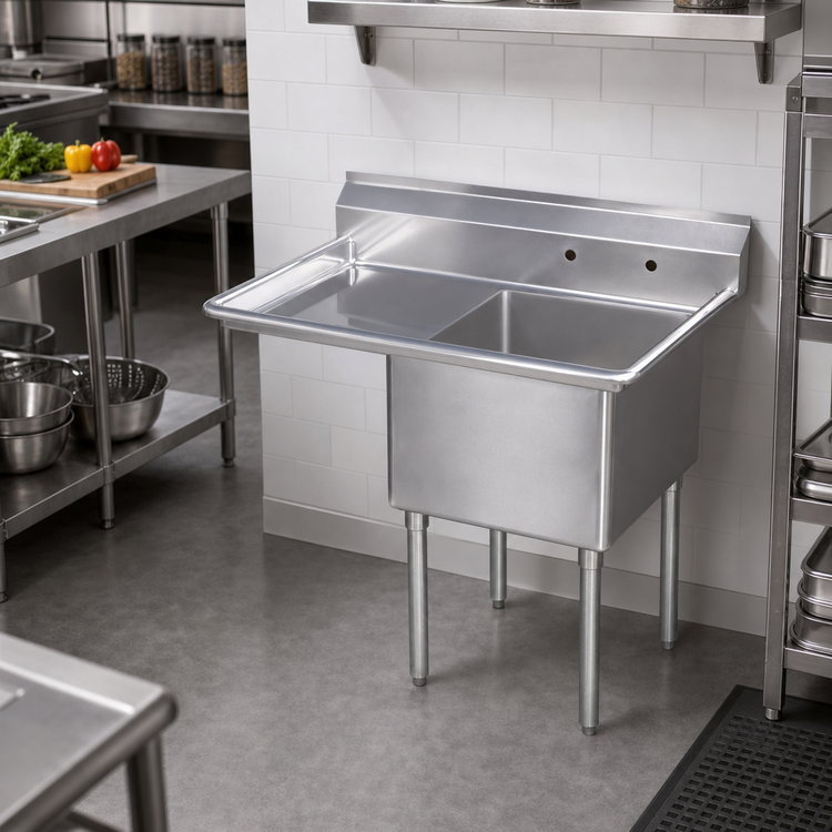 Product image #2 for Sapphire Manufacturing Freestanding 1-Compartment Stainless Steel Sink with Left Drainboard