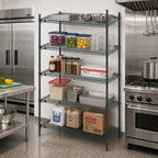 Thumbnail image #3 for Metro Super Erecta 5A357K3 Adjustable Wire Shelving Starter Unit, 48 x 18 x 74 in, 5 Shelves, Green Epoxy Finish with Antimicrobial Protection