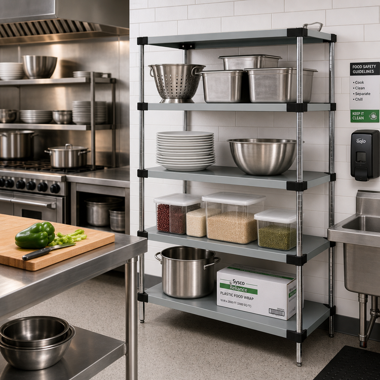 Product image #2 for Quantum 36"W x 18"D x 54"H Solid Stainless Steel Shelving Starter Kit with 4 Shelves and 4 Posts