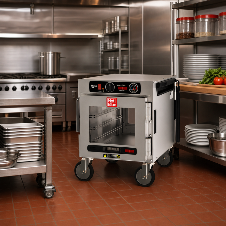 Product image #3 for Metro HotBlox Narrow 4-Pan Undercounter Pass-Thru Heated Holding Cabinet with Clear Front and Rear Doors