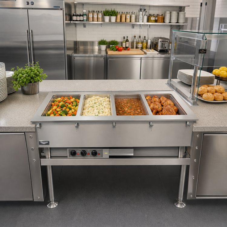 Product image #2 for Vollrath Short-Side 4-Pan Drop-In Hot Well with Infinite Controls, Auto-Fill and Manifold Drain