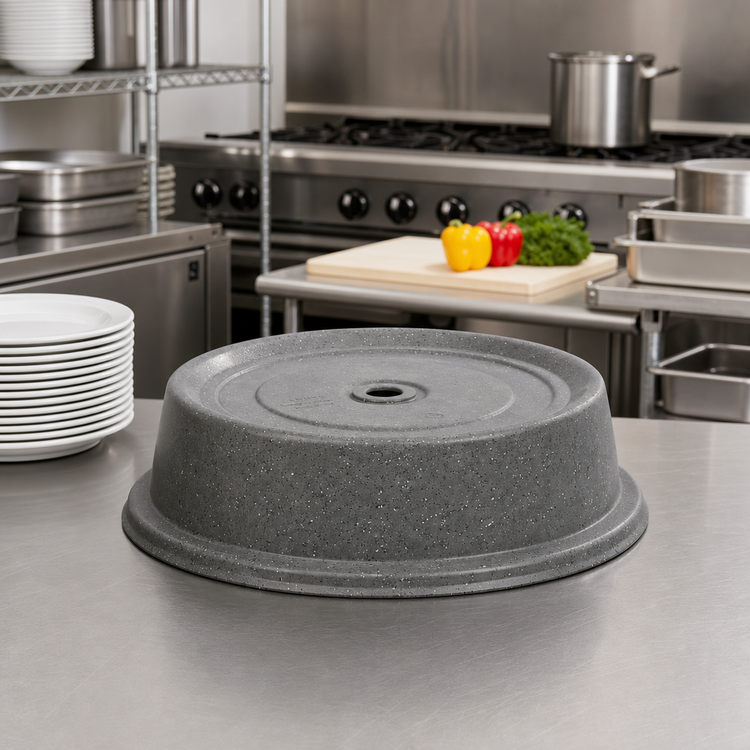 Product image #3 for Cambro Versa Camcover Round Fiberglass Plate Cover for 10-3/16-Inch Plates, Granite Gray