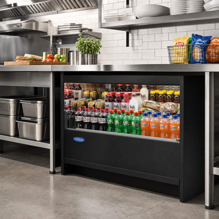 Product image #2 for Federal Industries Slim-Line Undercounter Self-Serve Refrigerated Merchandiser, 35.7" W, Black