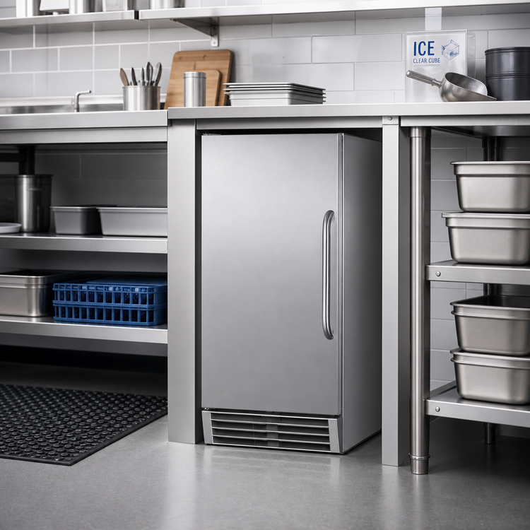 Product image #3 for Summit Commercial Built-In/Freestanding Undercounter Clear Cube Ice Maker with 25 lb. Storage Bin, Stainless Steel