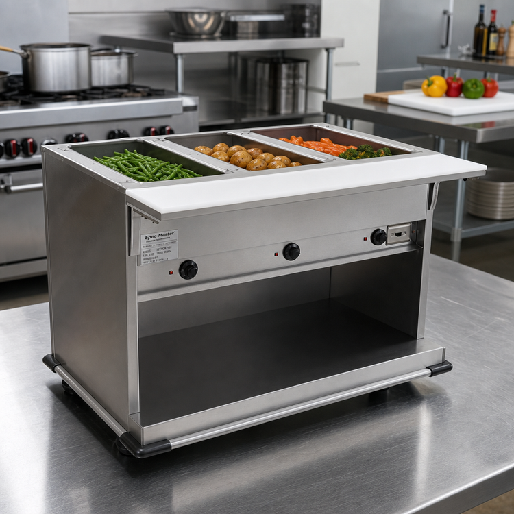 Product image #2 for Spec-Master PHT4CB-120 4-Well Electric Portable Hot Food Table with Cutting Board