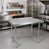 Thumbnail image #2 for BK Resources 72 x 24 Inch Open Base Riser Top Stainless Steel Work Table with Galvanized Legs
