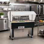 Thumbnail image #2 for Eagle Group Service Mate BPDHT4-240 Portable 4-Well Buffet Hot Food Table with Sneeze Guard, Stainless Steel Top, 63.5-Inch, 240V