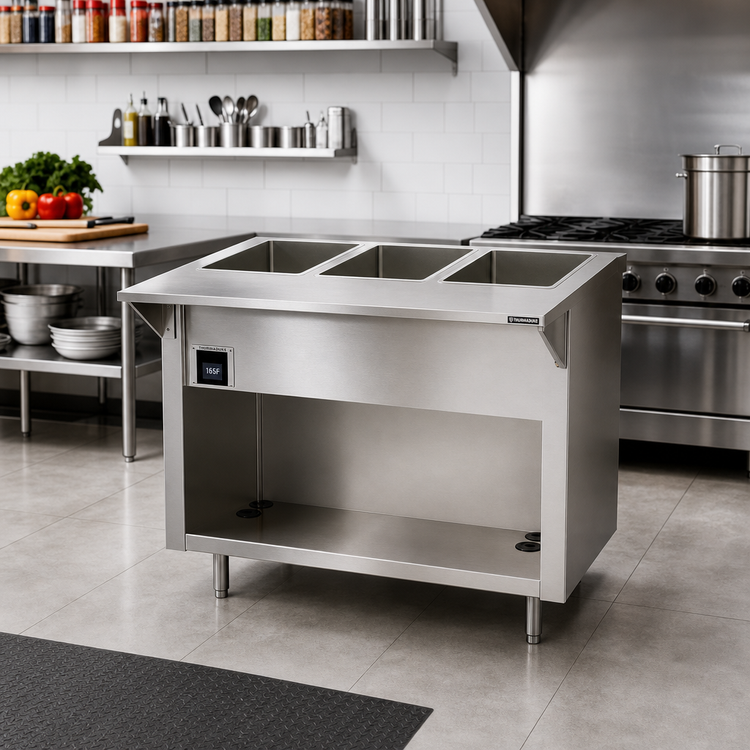 Product image #2 for Thurmaduke EW-3-CBSS 3-Well Electric Ganged Waterless Hot Food Unit with Legs