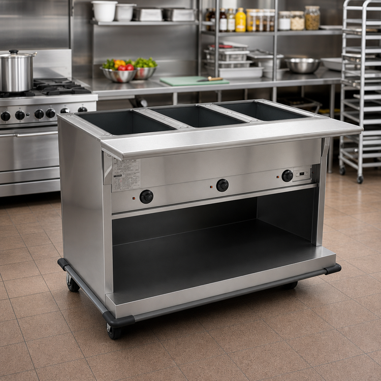 Product image #2 for Spec-Master PHT4OB-208-3 Portable Electric Hot Food Table with (4) 12x20 Inch Wet/Dry Wells