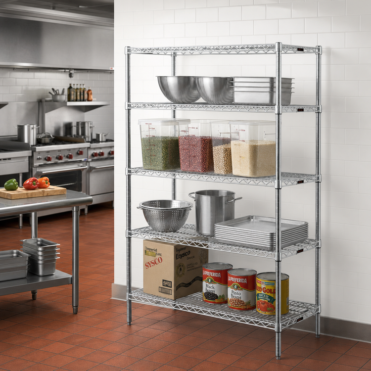 Product image #2 for Eagle Group 4-Tier Add-On Wire Shelving Unit, 48 x 24 x 63 Inches, Chrome-Plated