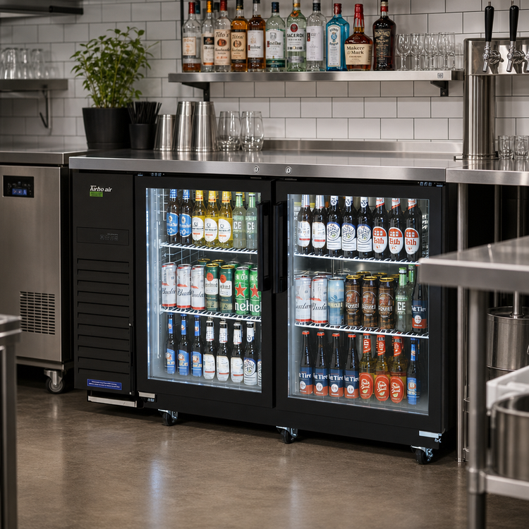 Product image #2 for Turbo Air Super Deluxe Narrow 2-Section Glass Door Back Bar Cooler
