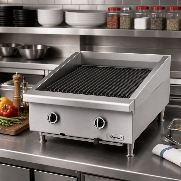 Product image #2 for Garland 36-Inch Heavy-Duty Countertop Gas Charbroiler with Ceramic Briquettes and Adjustable Cast Iron Grates