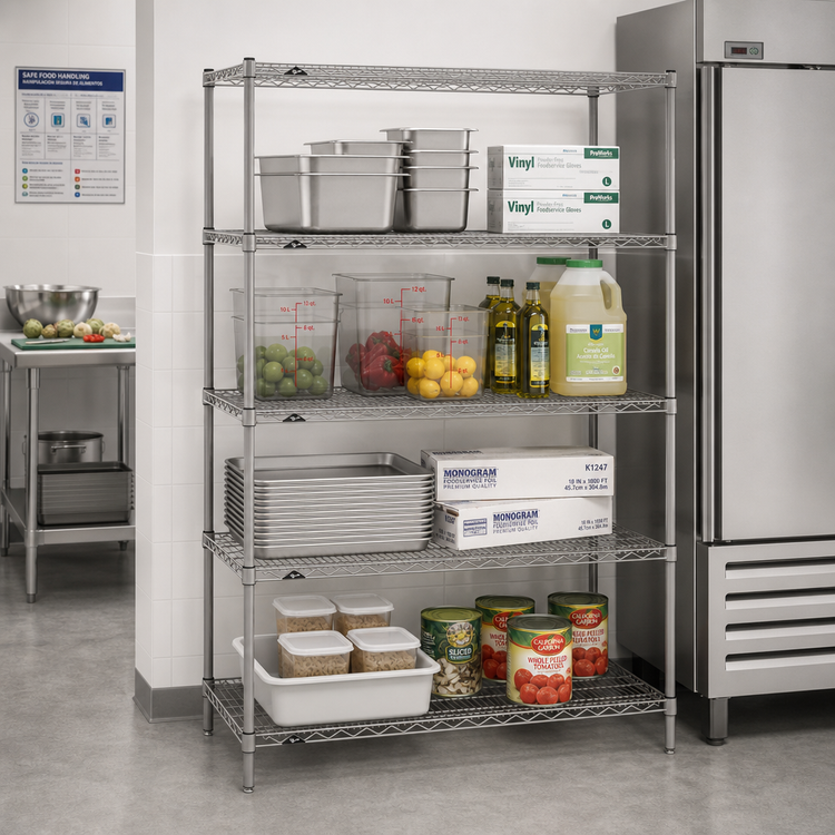 Product image #2 for Metro Super Erecta 60 x 21 x 63 Inch Stationary Starter Wire Shelving Unit, 4 Shelves, Gray Epoxy-Coated with Microban
