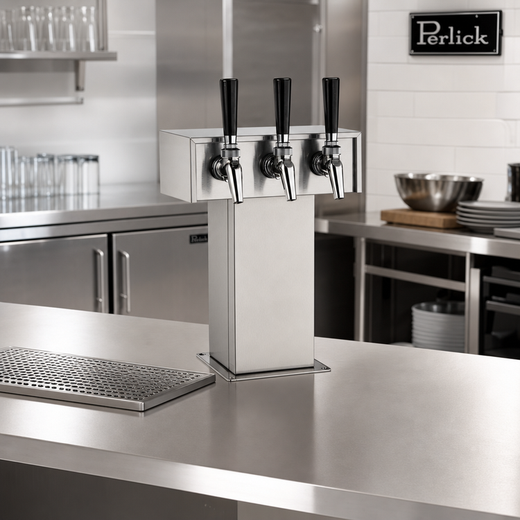 Product image #2 for Perlick 3-Faucet Standard Height Air-Cooled Stainless Steel Tee Beer Tower