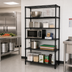 Thumbnail image #2 for Quantum Black Epoxy 36-Inch W x 30-Inch D x 86-Inch H Stationary Wire Shelving Starter Kit, 5 Shelves