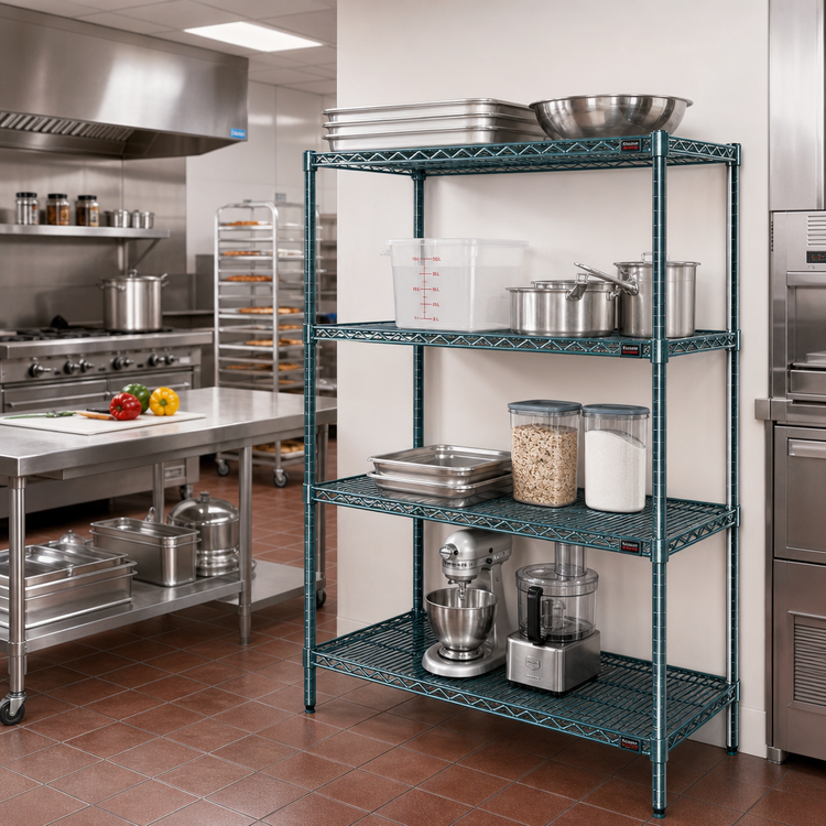 Product image #2 for EagleGard 4-Tier Wire Add-On Shelving Unit with QuadTruss Design, 42 x 24 x 63 Inches, Blue-Green Hybrid Epoxy Finish