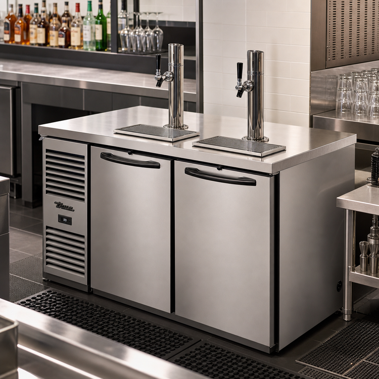 Product image #2 for True Two-Section Refrigerated Draft Bar Cooler, 52-Inch Wide, Left-Side Refrigeration