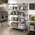 Thumbnail image #2 for Quantum Solid Shelving Starter Kit with 4 Solid Shelves, 72W x 24D x 74H, 304 Stainless Steel