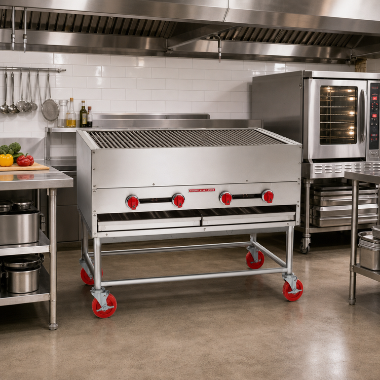 Product image #2 for American Range 48-Inch Horizontal Chicken Broiler with Stand, 4 Burners, Radiant