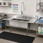 Thumbnail image #2 for BK Resources ES-3-1620-12-18T 84-Inch 3-Compartment Stainless Steel Sink with Dual 18-Inch Drainboards and 9-Inch Backsplash