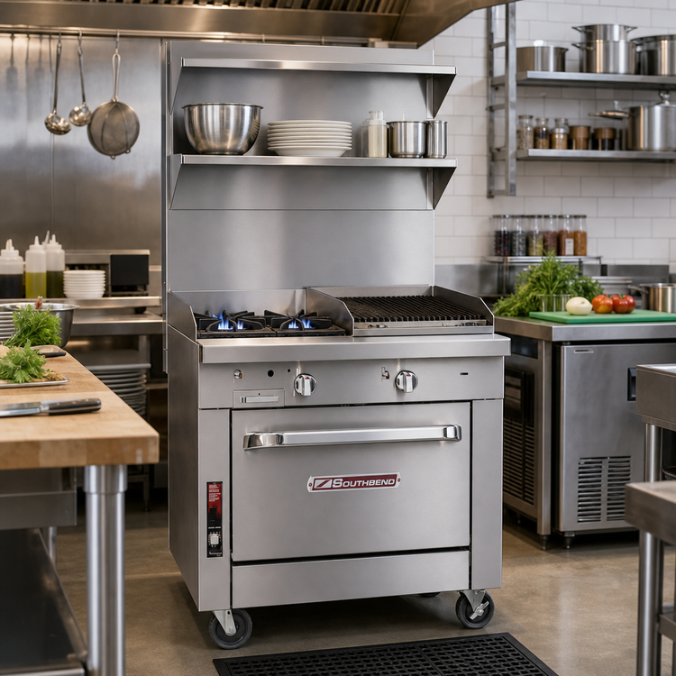 Product image #2 for Southbend Platinum Heavy Duty 36-Inch Modular Gas Range Top with 2 Open Burners and 24-Inch Charbroiler