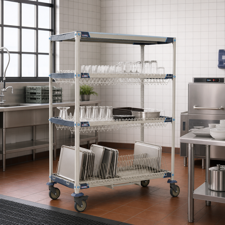 Product image #3 for MetroMax i 48-Inch Wide 4-Tier Mobile Drying Rack Unit with Drip Tray