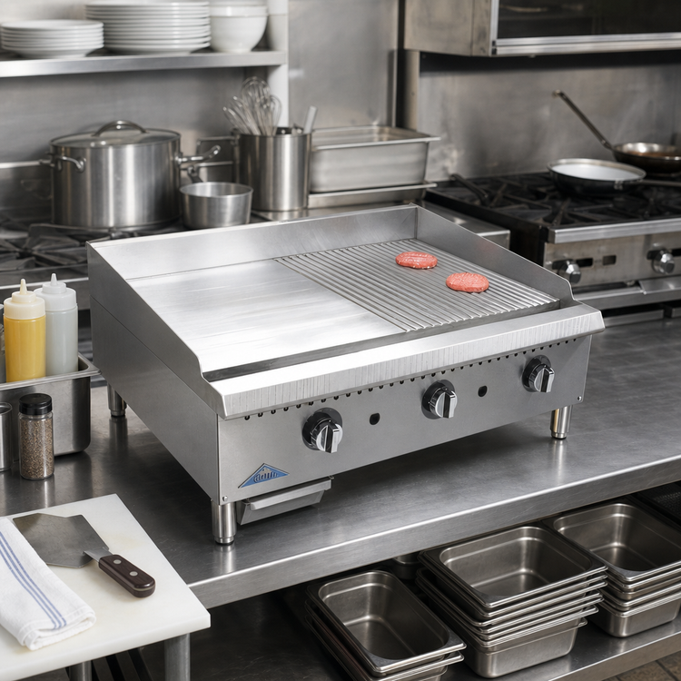 Product image #2 for Comstock-Castle 24-Inch Countertop Gas Griddle with Half Smooth / Half Grooved Plate