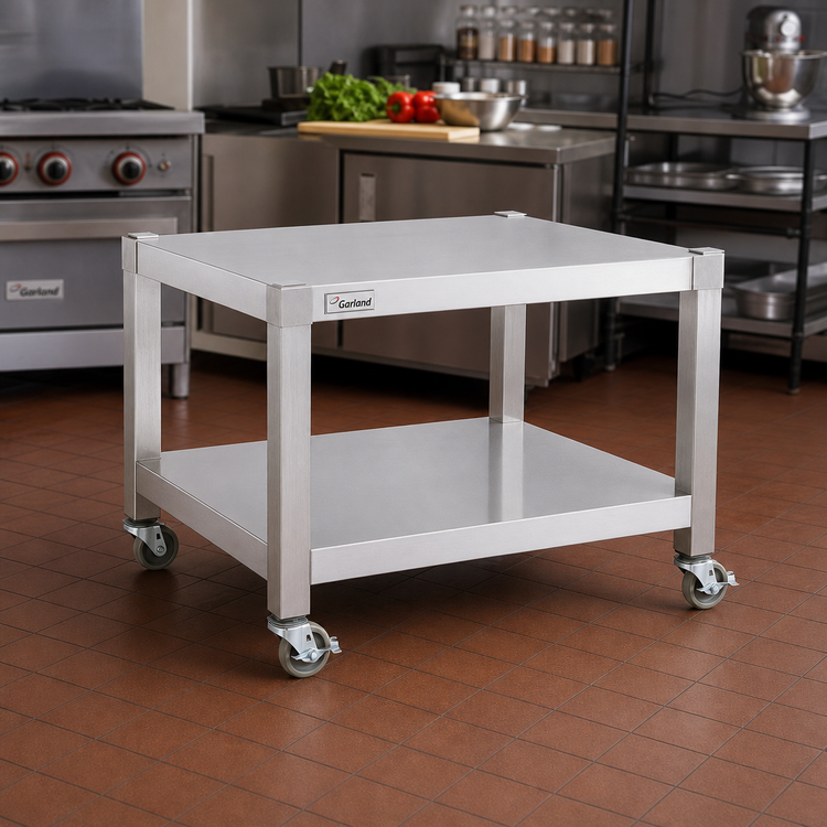 Product image #2 for Garland Heavy-Duty 24-Inch Counter Equipment Stand with Open Base, Shelf, and Front-Locking Casters