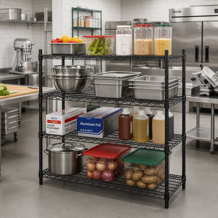 Product image #2 for Quantum 48 Inch W x 30 Inch D Black Epoxy Antimicrobial Wire Shelf