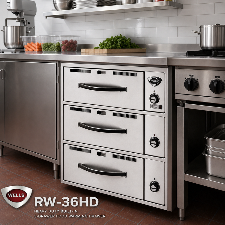 Product image #2 for Wells RW-36HD Heavy Duty Built-In 3-Drawer Food Warming Drawer
