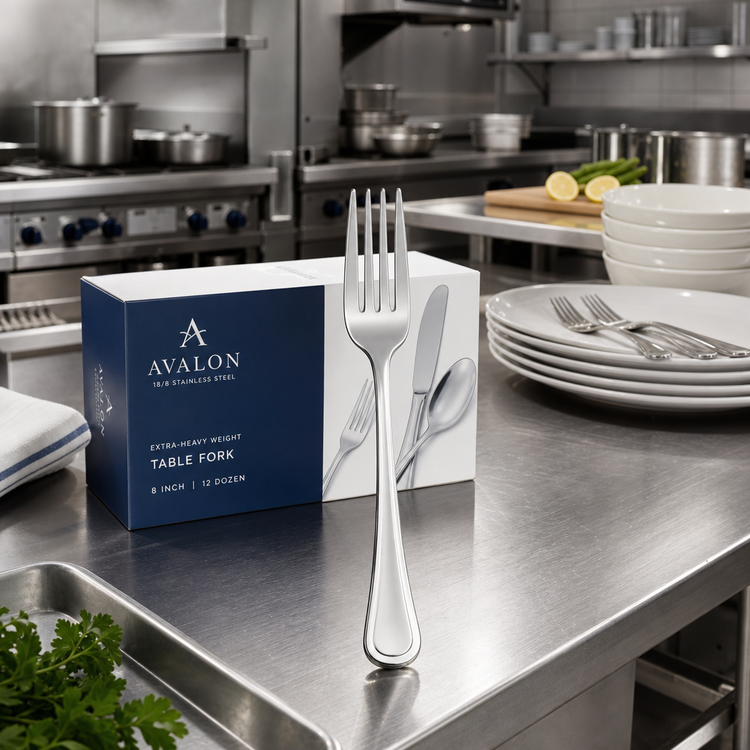 Product image #2 for Avalon 8-Inch Extra-Heavy Weight Table Fork, 18/8 Stainless Steel, Mirror Finish