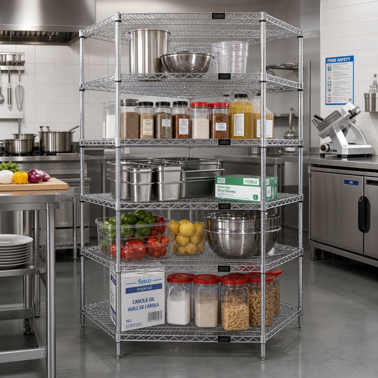 Product image #2 for Quantum 42 Inch x 24 Inch Chrome-Plated 5-Sided Wire Shelving Starter Kit