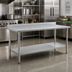 Thumbnail image #2 for Eagle Group Budget Series 60-Inch x 30-Inch Stainless Steel Work Table with 4-1/2-Inch Backsplash and Undershelf