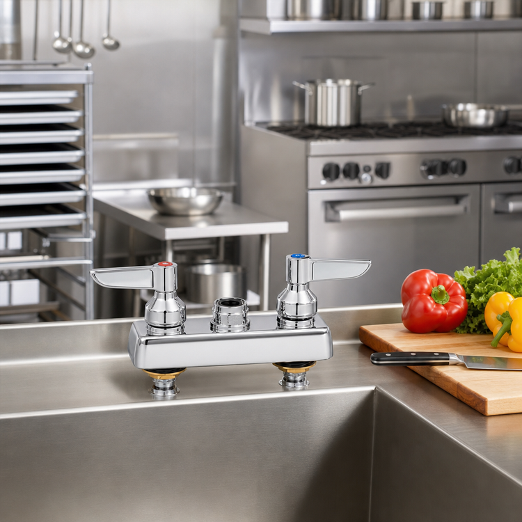 Product image #2 for T&S Brass B-1110-LNM 4-Inch Center Deck-Mount Workboard Manual Faucet, Less Nozzle