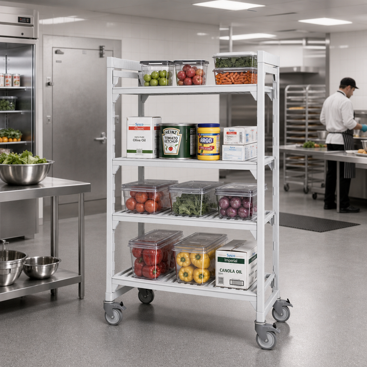 Product image #3 for Camshelving Premium 4-Tier Solid High-Density Mobile Starter Unit, 21 x 60 x 67-1/4 In., Speckled Gray