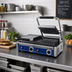 Thumbnail image #2 for Globe Double Countertop Electric Bistro Panini Grill with 20-Inch Smooth Cast Iron Plates