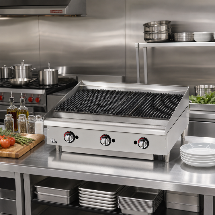 Product image #2 for Star-Max 36-Inch Countertop Gas Lava Rock Charbroiler, 120,000 BTU