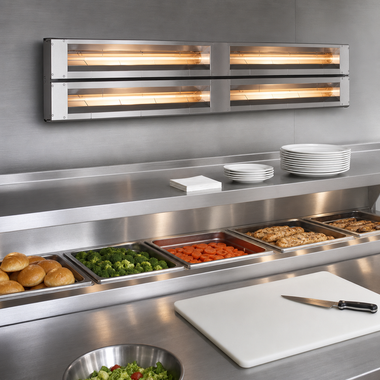 Product image #2 for Hatco Glo-Ray Aluminum Max Watt Dual Infrared Strip Heater, 36 Inch, 2000 Watts, 3-Inch Spacer