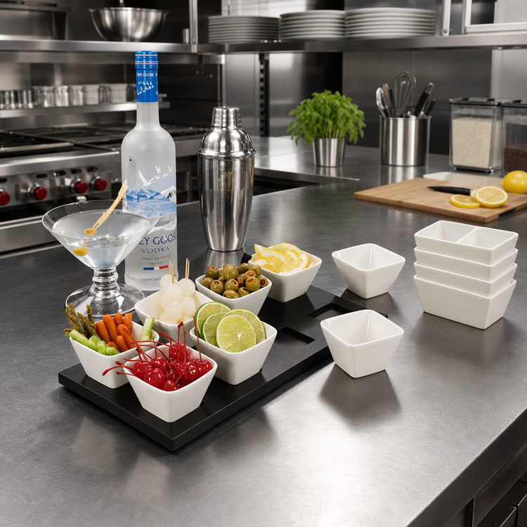Product image #2 for American Metalcraft Square Porcelain Sauce Cup - 4 oz., 3 Inch x 2 Inch High