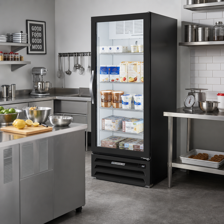 Product image #2 for Beverage-Air MarketMax™ One-Section Reach-In Glass Door Freezer Merchandiser, 11.9 Cu. Ft., Black