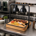 Thumbnail image #2 for Cal-Mil Madera Rustic Pine Countertop Carving Station with Fiber Resin Cutting Board and Heat Lamp Bracket