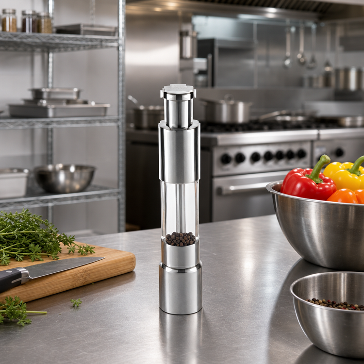 Product image #2 for American Metalcraft Presto-Push Pepper Mill/Grinder, 6 Inch H, Stainless Steel and Acrylic