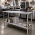 Thumbnail image #2 for John Boos Stallion 108-Inch x 24-Inch 16-Gauge Stainless Steel Flat Top Work Table with Safety Edge and Adjustable Undershelf