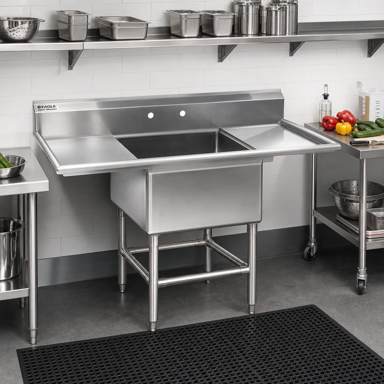 Product image #2 for Eagle Group Spec-Master 47-1/2-Inch 1-Compartment Stainless Steel Sink with Right Drainboard