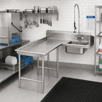 Thumbnail image #2 for Klinger's Trading DTS3064L-ISLAND Island Corner Soiled Dishtable, Left-to-Right, 30" Working Depth, 10" Backsplash, 20" x 20" x 5" Sink
